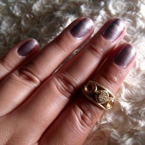 Citrine/Gold/Druzy Ring Size 9